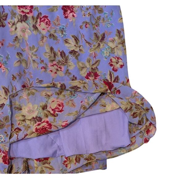 Vintage 90s Paradise NY Purple Beaded Flowy Floral Dress Size M - Picture 7 of 9